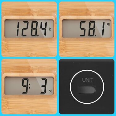 Електронна вага Duronic BS503 з LCD-дисплеєм, до 180 кг, високоточна, з еко-бамбука, автоматична, для контролю ваги