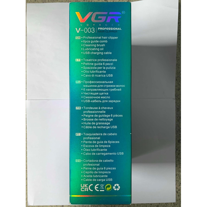 Професійна машинка для стрижки волосся VGR 003 Fresh Fade, акумуляторна/мережева, з LED-дисплеєм, чорна
