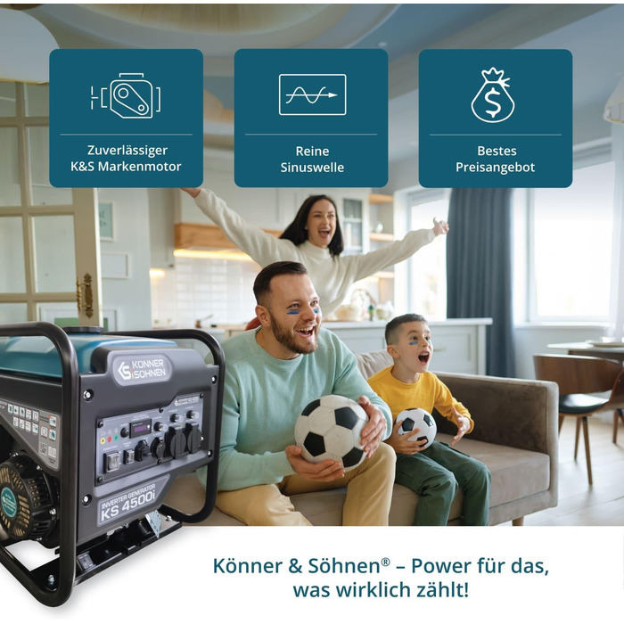 Інверторний бензиновий генератор Könner&Söhnen KS 4500i, потужність 4.5 кВт, синій