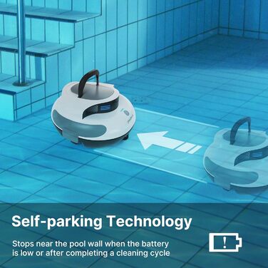 Робот-пилосос для басейну POOLPURE 5000mAh з автоматичною парковкою, LED дисплеєм, IPX8, бездротовий, білий