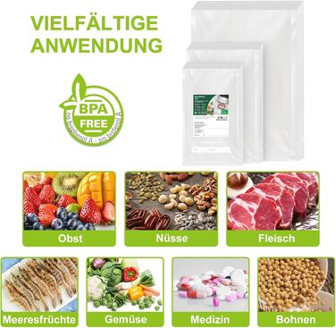Пакети для вакууму Bonsenkitchen Profi VB3205 (150 шт., 15x25, 20x30, 28x40 см) - для харчових продуктів, Sous Vide, BPA-free