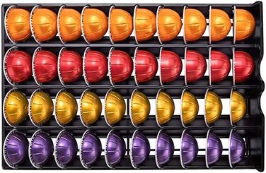 Підставка для капсул Nespresso Vertuo HiveNets з шухлядою, чорна, для 40 капсул, загартоване скло
