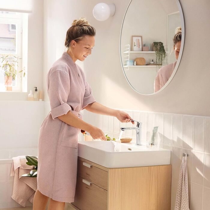 Змішувач для ванної кімнати Hansgrohe Rebris S з висувною поплавковою каналізацією, економічний (CoolStart), хром, 72519000, висота виливу 109 мм, EcoSmart