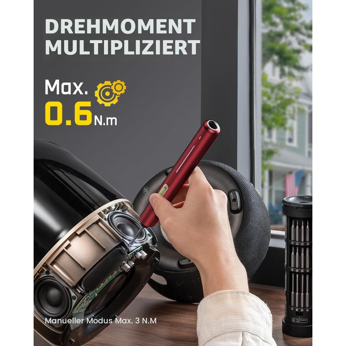 Набір міні-викруток Fanttik E2 Ultra 50-в-1, електричний, 3.7V, 0.6 Нм, для ремонту iPhone, ноутбуків, окулярів, годинників (червоний)