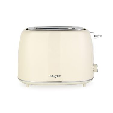 Тостер Salter Retro Creme на 2 тости - 7 режимів підсмажування, розморожування, підігрів, зупинка, підйом тостів, знімний піддон для крихт, автоматичне центрування, тримач для булочок, захист від застрягання, 930 Вт