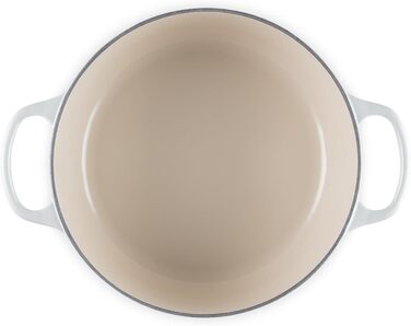 Чавунна каструля-брятер Le Creuset Signature з кришкою, 24 см, кругла, для всіх типів плит та індукції, 4,2 л, колір Meringue