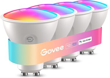 Розумна LED лампа Govee GU10 RGBWW, Matter, Alexa, Google Home, 400Лм, WLAN, регулювання яскравості, зміна кольорів, синхронізація з музикою, 4 шт