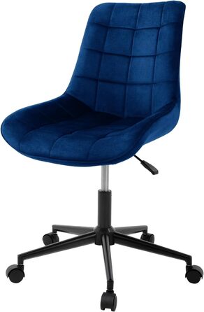 Офісне крісло ML-Design, синє, оксамитова сидіння, металевий каркас, м'яке, з підлокітниками, регулювання висоти, обертання на 360°, 5 коліс, ергономічний стілець для домашнього офісу та бюро