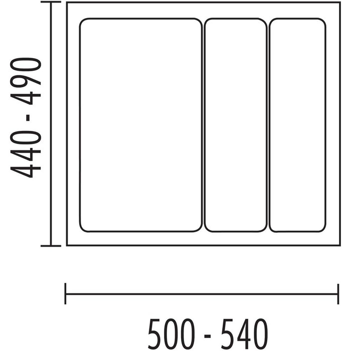 Naber універсальний лоток для столових приборів, розмір 500-540x440-480 мм