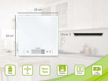 Кухонні ваги електронні Soehnle Page Comfort 400 білі, до 10 кг, точність 1 г, сенсорне управління, з батарейками
