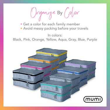Набір органайзерів для подорожей MUMI Packing Cubes, 5 шт. для валізи та дорожніх сумок, сірий колір