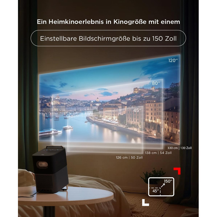 Проєктор TCL A1s 4K Full HD Google TV/Netflix: Dolby Audio, Bluetooth, WiFi, Автофокус, Корекція трапеції 6D для дому та ігор