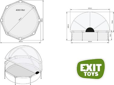 Дитячий каркасний басейн EXIT Toys Stone 300x76 см з фільтром і багатофункціональним накриттям, круглий, сірий, для чистої та теплої води