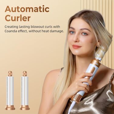 UKLISS Hairstyler 7 в 1: Професійний фен-щітка, стайлер для волосся, повітряна щітка, випрямляч (110 000 RPM) - білий подарунковий набір для жінок