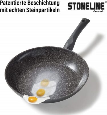 STONELINE керамічний набір каструль для індукції, 14 предметів, антипригарне кухонне приладдя з кришками, без PFAS, з кам'яними частками, антрацит