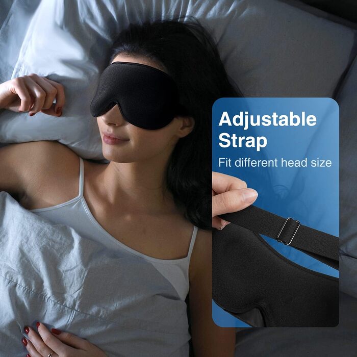 Umisleep 3D маска для сну з обтяженням 120 г, світлонепроникна, для чоловіків і жінок, чорна, регульований ремінець, для подорожей і йоги