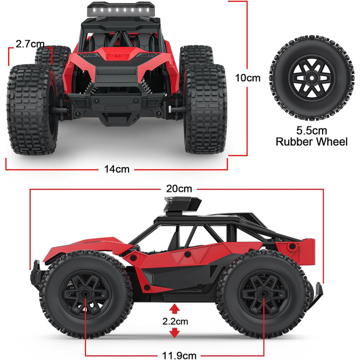 Радіокерований позашляховик Monster Truck для дітей та хлопчиків 6-12 років, чорний, 2.4GHz пульт, подарунок
