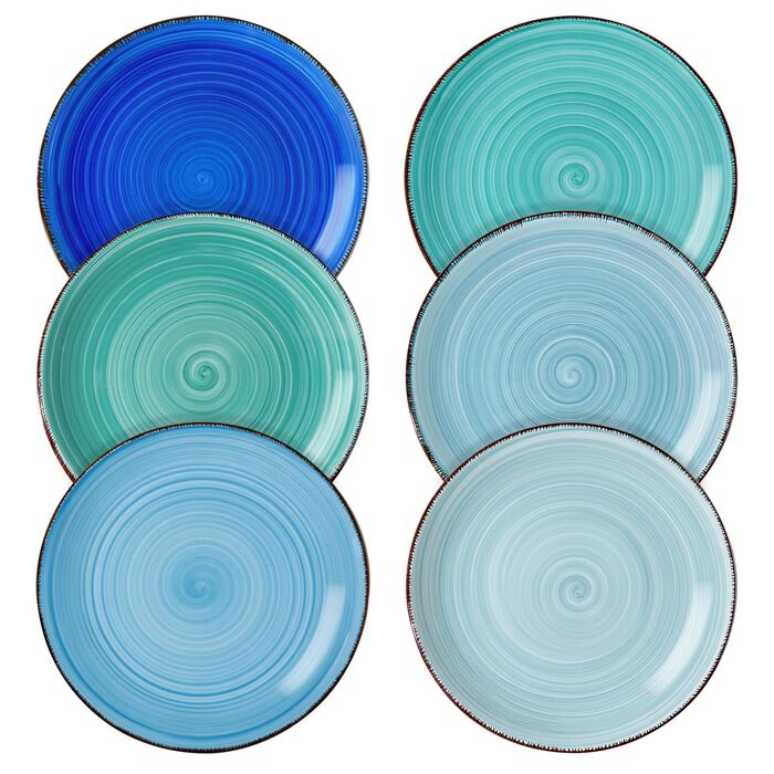 Набір обідніх та плоских тарілок Vancasso BONBON із кераміки (глазурований каменівий керамік), 6 шт, Ø 26,8 см — універсальний посуд для пасти, сніданків та десертів, підходить для мікрохвильовки та посудомийної машини