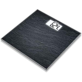 Ваги підлогові Beurer GS 203 Slate, скло, дизайн під сланець, великий LCD-дисплей, вантажопідйомність 150 кг