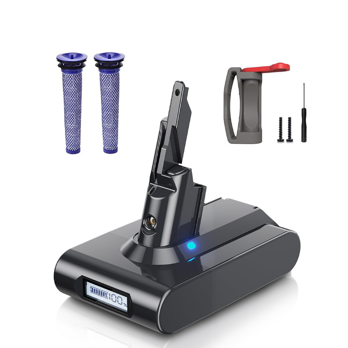 Акумулятор V7 для пилососа Dyson SV11 Animal/Motorhead: Замінний акумулятор з LED-дисплеєм, 2 фільтри, інструмент