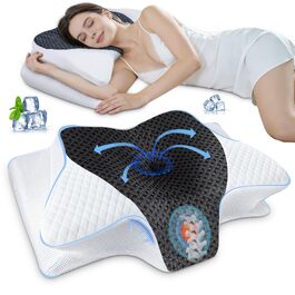 Подушка ортопедична SAHEYER з піни Memory Foam для шиї та голови, 60x35.5x10/13 см, сіра. Для зручного сну на боці.
