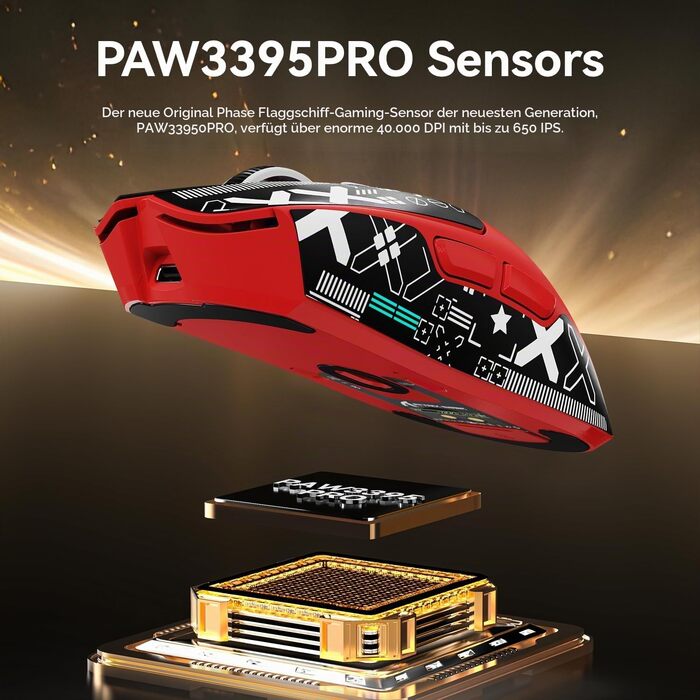 Ігрова миша Attack Shark X1 White/B-Red: сенсор PixArt PAW3395PRO, 40000 DPI, вага 53г, RGB док-станція з тачпадом, бездротова (BT/2.4G) та дротова, для Win11/Xbox/PS/Mac