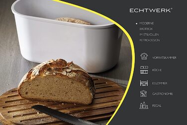 Хлібниця ECHTWERK FRESH, біла, з кришкою та дошкою для нарізання з акації, для зберігання до 1 кг хліба, 37x22x17 см