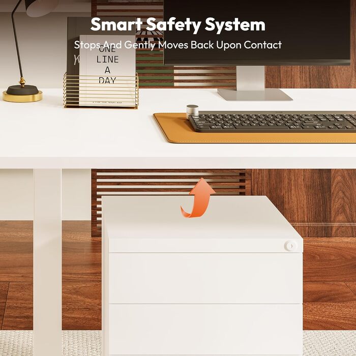 Регульований по висоті стіл SANODESK 110x54 см - компактний стоячий стіл з антиколізійною системою, білий
