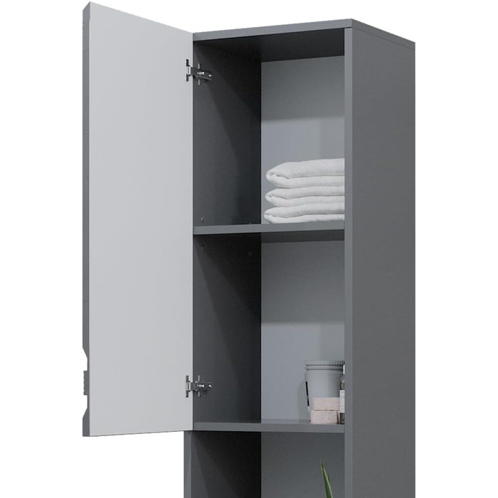 Шафа для ванної Vicco Freddy, антрацит глянець, 36x190,5 см, пенал