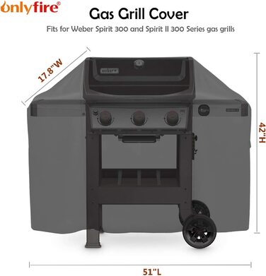 Чохол Onlyfire для гриля Weber Spirit E310/E320/S310/S320, водонепроникний і міцний чохол для газового гриля Weber 7139, серії Spirit II, Spirit 300, Spirit 200 (до 2012), чорний