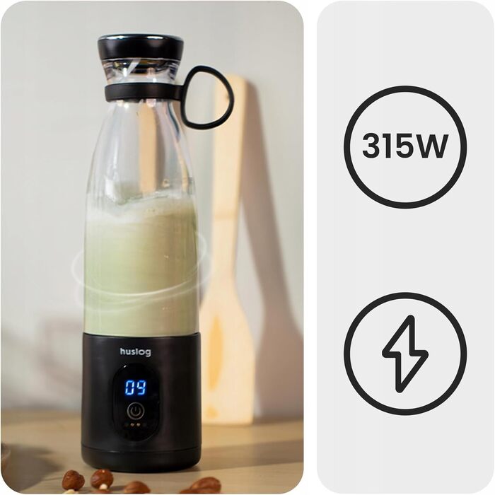 Блендер для смузі Philips Blend & Go 500W з пляшкою 600 мл, чорний - професійний блендер для коктейлів та протеїнових напоїв