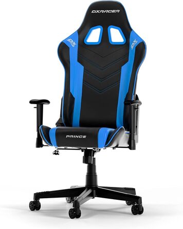 Ігрове крісло DXRacer PRINCE L чорне та синє, оригінал, PVC шкіра