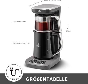 Чайник-робот Karaca Çaysever Robotea Pro 4-в-1, 2500Вт, Space Gray, автомат для чаю та фільтр-кави, індикатор свіжості, функція приготування питної води