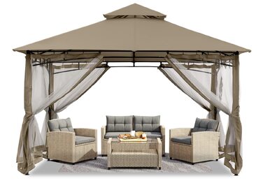 Павільйон садовий ABCCANOPY 2.5x2.5м Водонепроникний, зимовий, з подвійним дахом, сірим (з москітною сіткою)