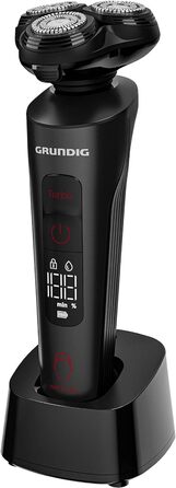 Електробритва Grundig ProClub MS 9130 для чоловіків, BeardCare Sensor, 61% перероблений пластик, титанові леза, волога та суха стрижка, тример для довгого волосся, матовий чорний/червоний