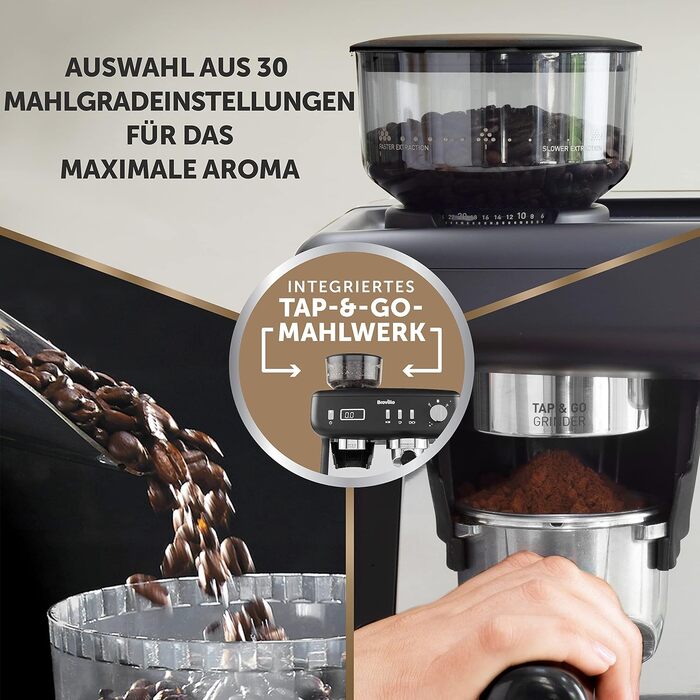Кавомашина Breville Barista Max+ з вбудованим капучинатором та кавомолкою, срібляста (VCF185X) - еспресо, капучино, лате