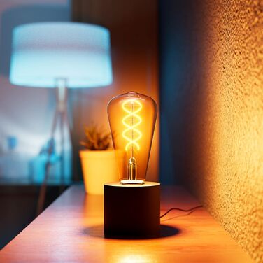 Настільна лампа SSC-LUXon NAMBI чорна, вінтажна, з LED-лампою E27, тепле світло, з кабелем і вимикачем