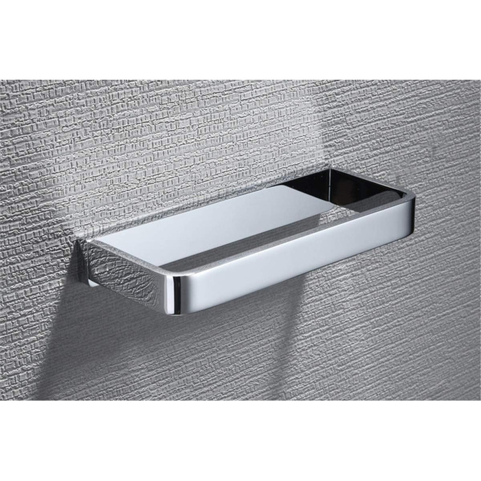 Flybath Кільце для рушників, масивна латунь, квадратна форма, хром, 20 см, для ванної та кухні, настінне кріплення