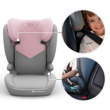 Дитяче автокрісло Kinderkraft I-SPARK 2 PRO (100-150 см), 2в1, i-Size, рожеве