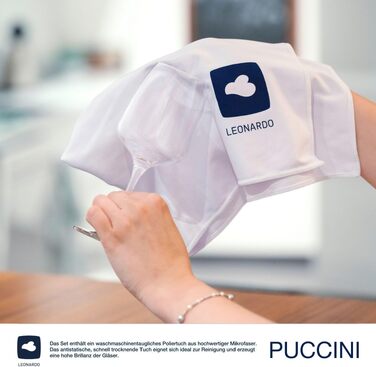 Набір келихів для білого вина LEONARDO HOME PUCCINI (6 шт), 560 мл, стійкі до подряпин, з серветкою для полірування
