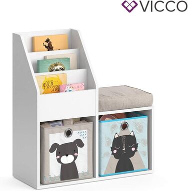 Дитяча біла полиця Vicco Luigi для іграшок і книг, органайзер-комік, 2 відділення, без коробок для зберігання