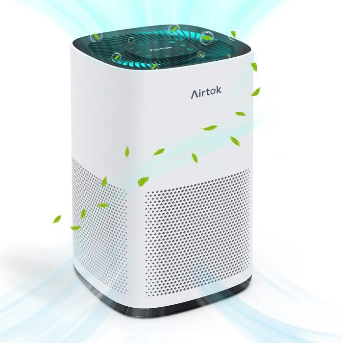 Очищувач повітря AIRTOK AP1001 з HEPA H13 фільтром для приміщень до 92 м², від алергенів, пилу та запахів, з нічником, таймером та захистом від дітей, 24дБ, CADR 230 м³/год