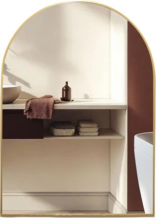 Дзеркало для ванної кімнати Arch Design Mood® Premium з золотою рамою, настінне, арочної форми, сучасне та стильне (50x40 см)