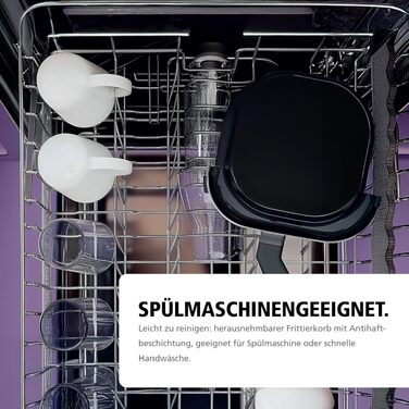 Аерофритюрниця Brabantia Airfryer XL 4-5.7л, 1700 Вт, 8 програм, цифровий сенсорний дисплей, без PFAS, чорна, BBEK1134