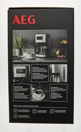 Кавоварка AEG CM5-1-6ST Deli 5, 1,5 л, нержавійка, програмований таймер, підтримка тепла, захист, індикатор рівня води, антикрапельна функція