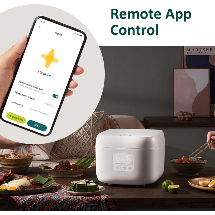 Рисварка електрична Joyami Mini Smart 0.8л з антипригарним покриттям, біла - для 1-3 осіб
