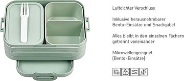 Ланчбокс Mepal Lunch to go Set з контейнером Lunchpot, великий бенто-бокс з відділеннями для дорослих, Old Nordic Blue, Medium