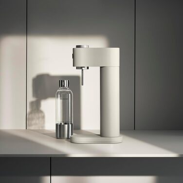 Автоматичний сифон для води WMF Element One з нержавіючої сталі, 3 рівні газування, компактний содамейкер, колір Moon Dust
