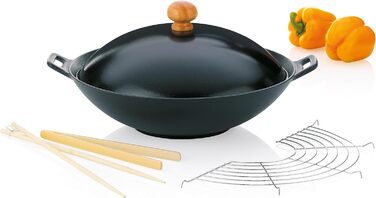 Kela Wok-набір з кришкою, індукційний, 36 см, чорний, для азіатської кухні