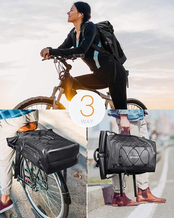 Рюкзак Inateck RollTop для чоловіків 30-35 л, водонепроникний, багатофункціональний органайзер з відстібним плечовим ременем, клапаном для виходу повітря, водозахисною блискавкою, для велосипеду, туризму, активного відпочинку